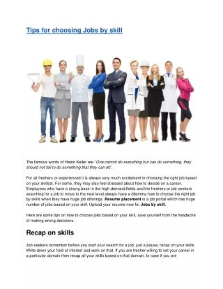 Tips for choosing Jobs by skill