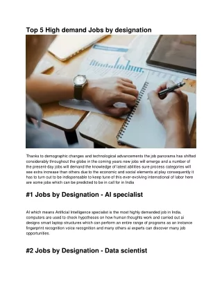 Top 5 High demand Jobs by designation