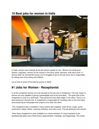 10 Best jobs for women in India