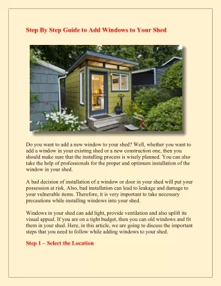 step by step guide to add windows to your shed