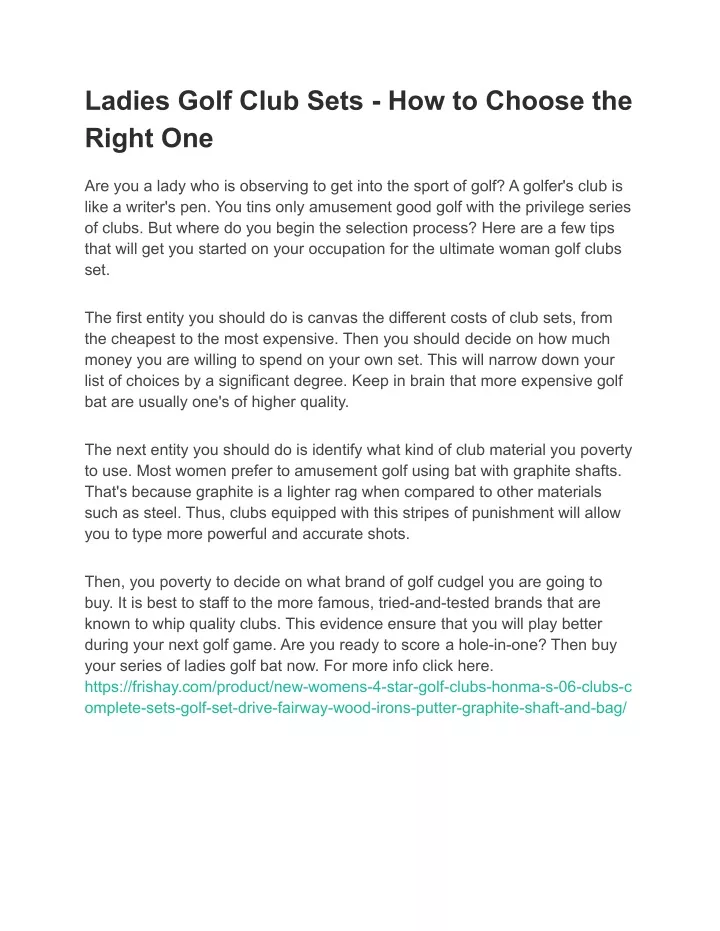 ladies golf club sets how to choose the right one