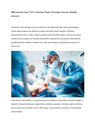 nims university jaipur ph d in operation theatre