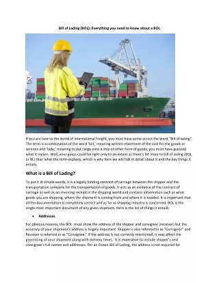Bill of Lading (BOL) Everything you need to know about a BOL