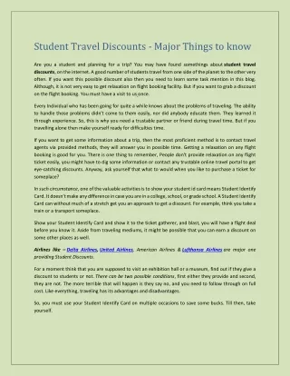 Student Travel Discounts - Important Things to Know
