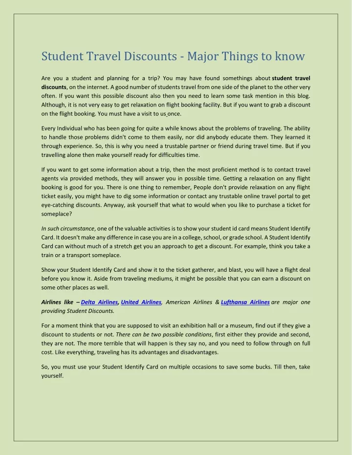 student travel discounts major things to know