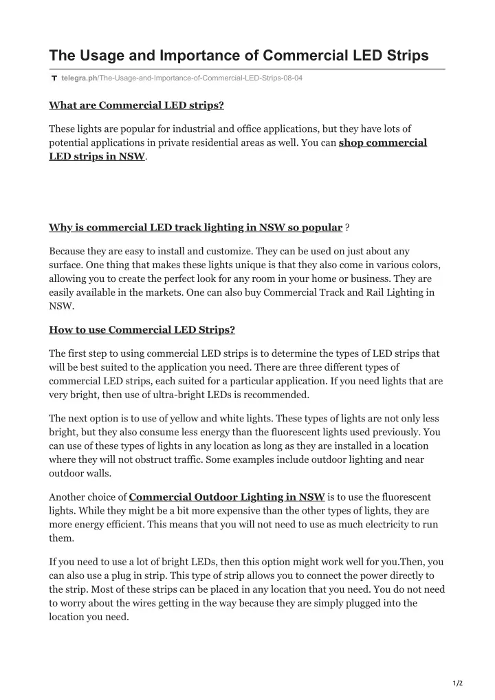 the usage and importance of commercial led strips