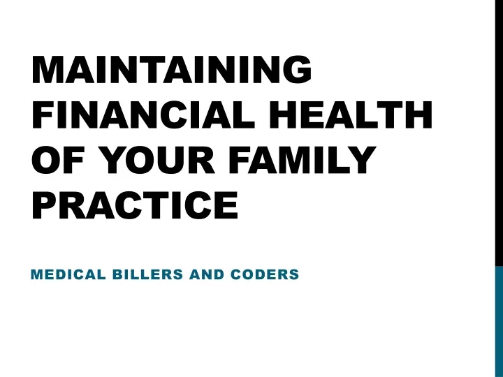 maintaining financial health of your family practice