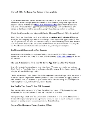 microsoft office for iphone and android