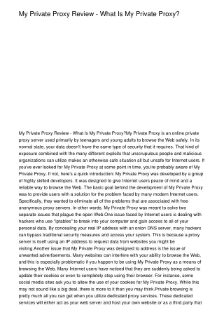 my private proxy review what is my private proxy