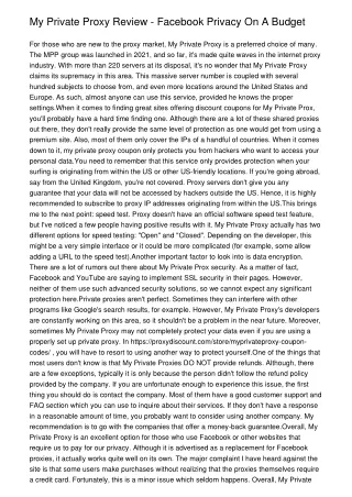 my private proxy review facebook privacy