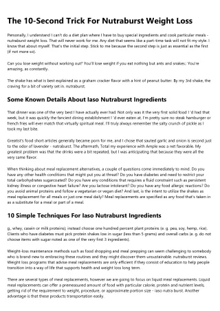 nutraburst: The Good, the Bad, and the Ugly