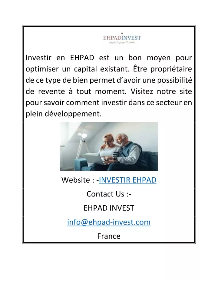 investir en ehpad est un bon moyen pour optimiser