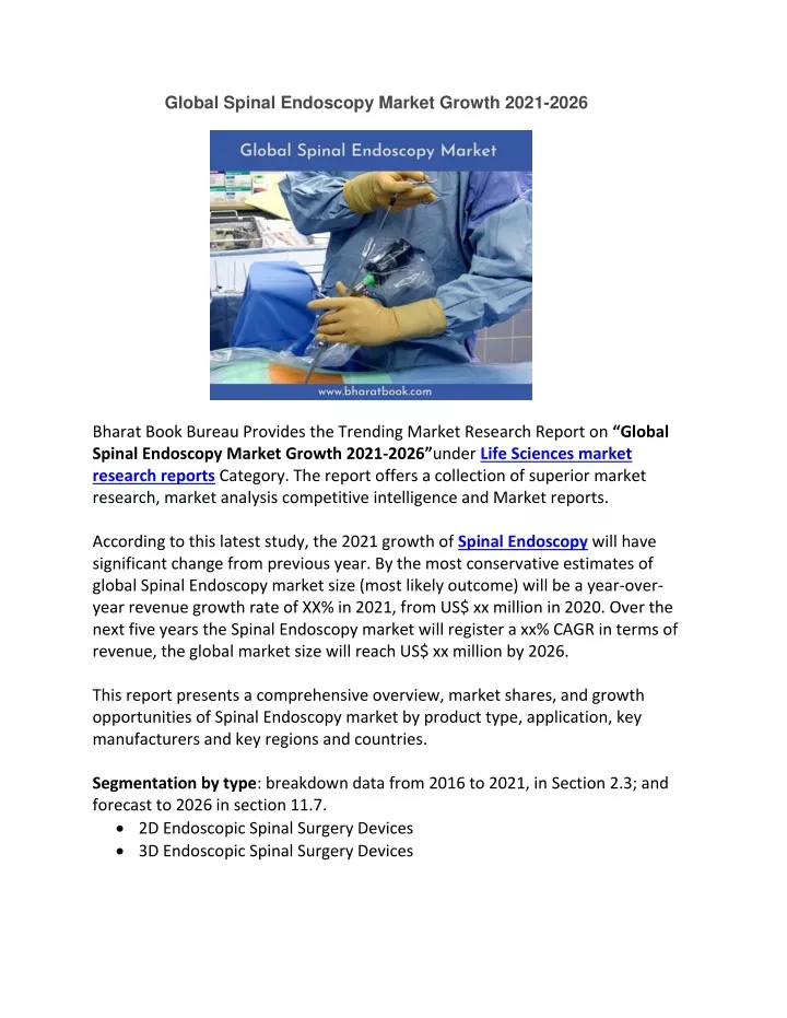 global spinal endoscopy market growth 2021 2026