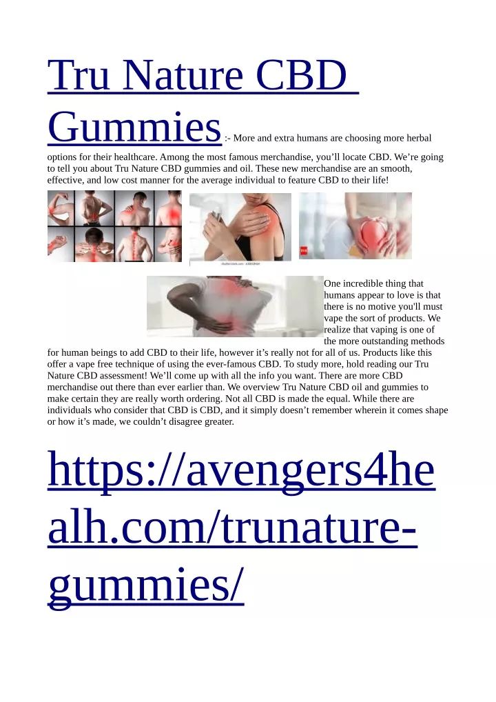 tru nature cbd gummies more and extra humans