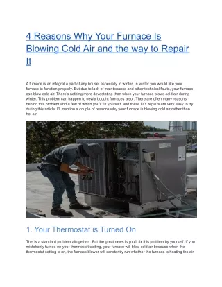 4 Reasons Why Your Furnace Is Blowing Cold Air and the way to Repair It