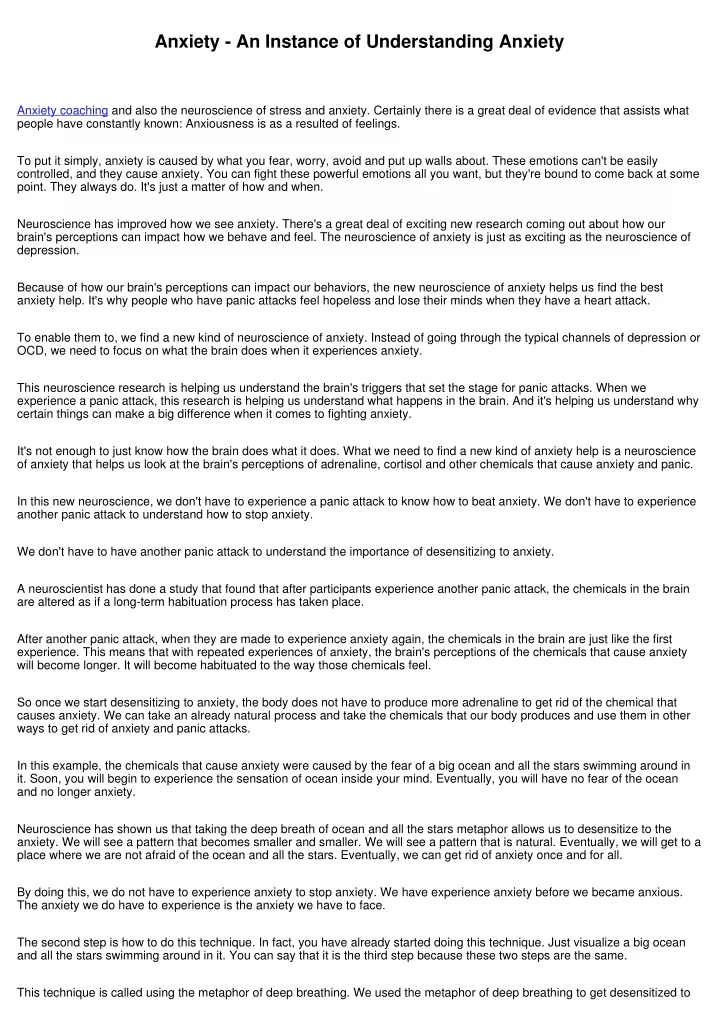 anxiety an instance of understanding anxiety