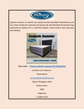 Precio Argentina Colchón de espuma de poliuretano | Efectooferta.com