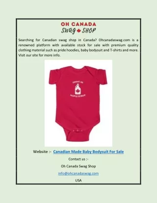 Canadian Made Baby Bodysuit for Sale | Ohcanadaswag.com