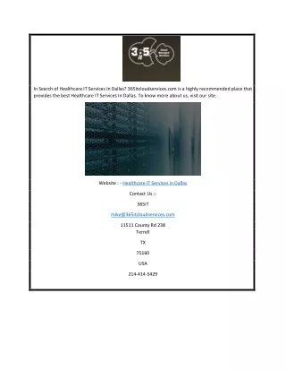 Healthcare It Services In Dallas | 365itcloudservices.com