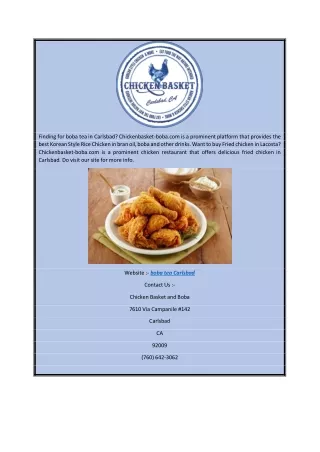 Boba Tea Carlsbad | Chickenbasket-boba.com