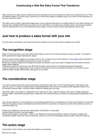 Constructing a Site Sales Channel That Transforms