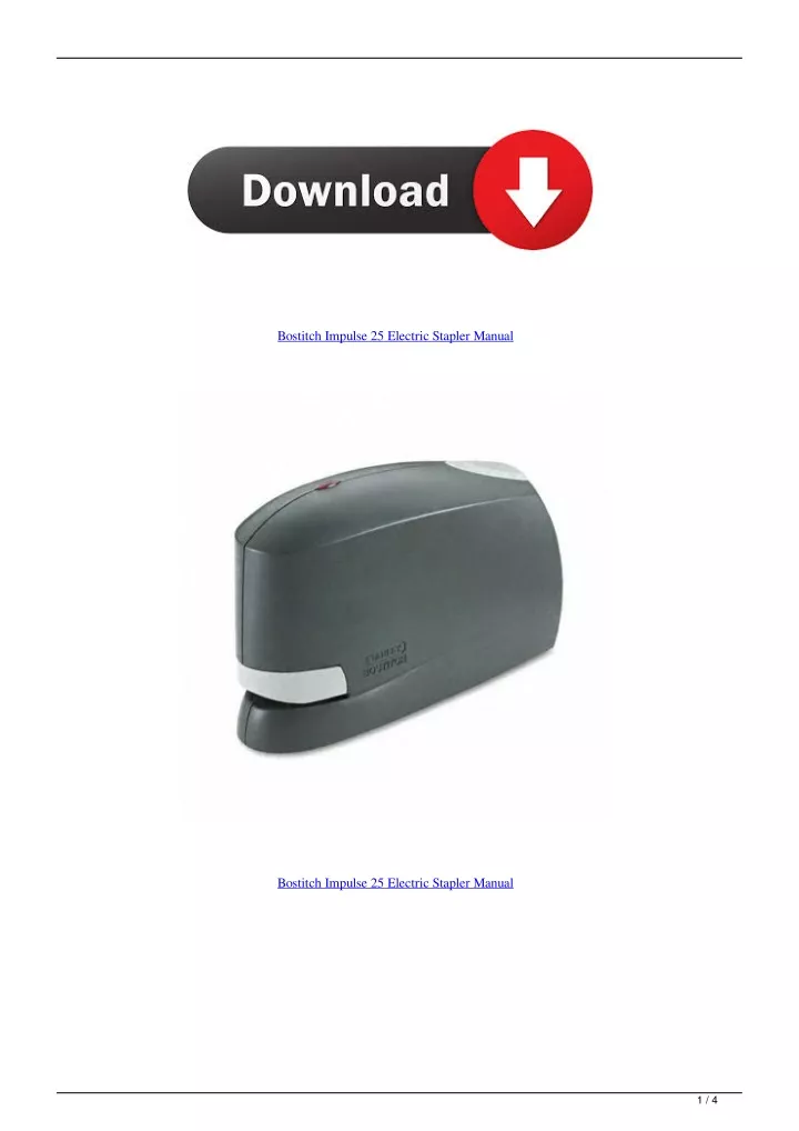 PPT Bostitch Impulse 25 Electric Stapler Manual PowerPoint