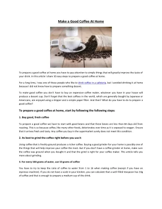 Make a Good Coffee At Home
