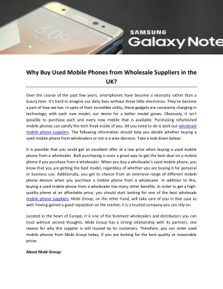 Why Buy Used Mobile Phones from Wholesale Suppliers in the UK