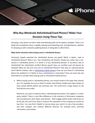 Why Buy Wholesale Refurbished Used Phones Make Your Decision Using These Tips