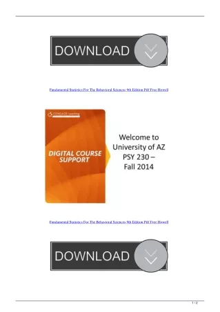 Fundamental Statistics For The Behavioral Sciences 9th Edition Pdf Free Howell