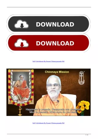 Self Unfoldment By Swami Chinmayananda Pdf