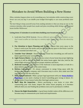 mistakes to avoid when building a new home