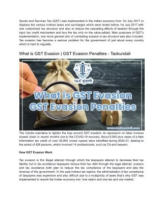 What is GST Evasion _ GST Evasion Penalties - Taxkundali