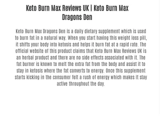 Keto Burn Max Reviews UK