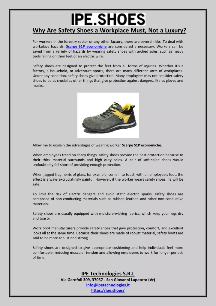 why are safety shoes a workplace must