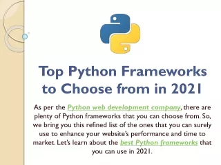 Top Python Frameworks to Choose from in 2021