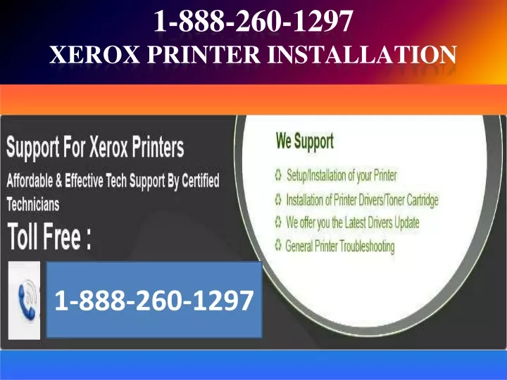 1 8 88 260 1297 xerox printer installation