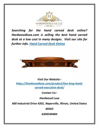 Search The Best Hand Carved Desk Online| Hardwoodluxe.com