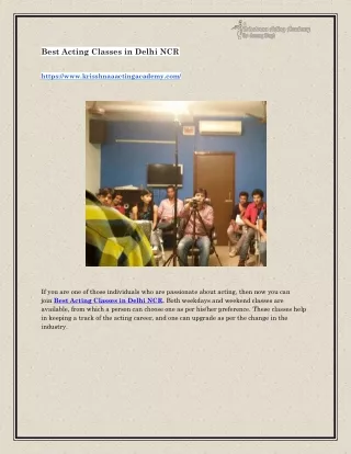 best acting classes in delhi ncr