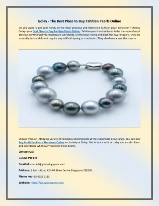 Golay - The Best Place to Buy Tahitian Pearls Online