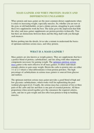 mass gainer and whey protein basics