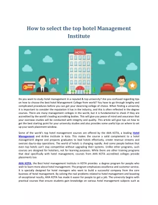How to choose the top hotel Management college