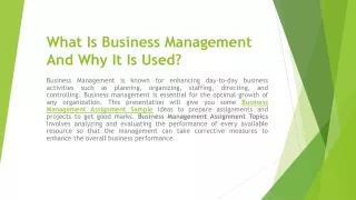 what is business management and why it is used