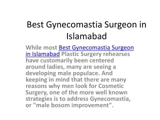 Best Gynecomastia Surgeon in Islamabad