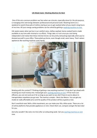 Life Made Easier- washing machine on rent