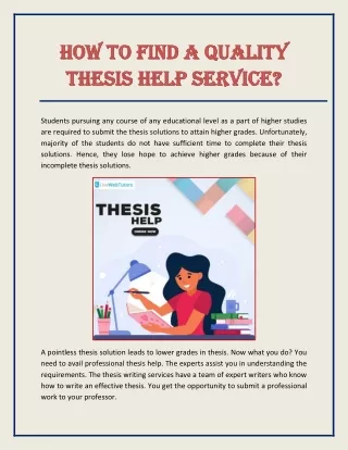 How To Find A Quality Thesis Help Service