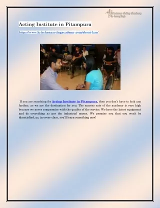 acting institute in pitampura