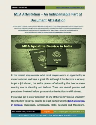 MEA Attestation – An Indispensable Part of Document Attestation