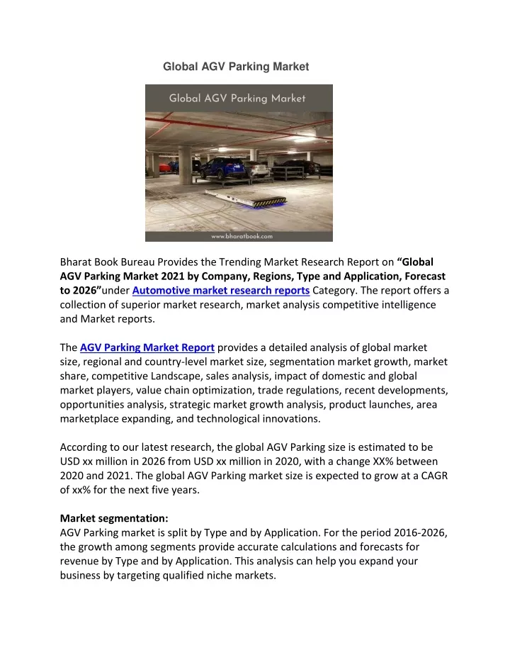 global agv parking market