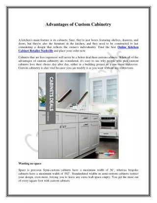 Advantages of Custom Cabinetry